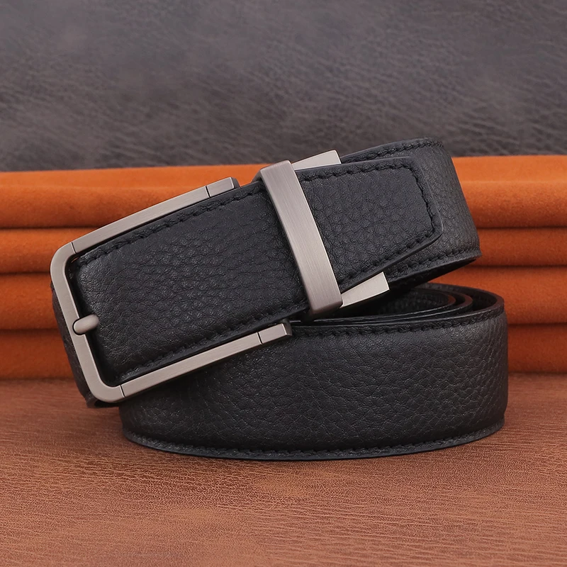 Black pin buckle designer belts high quality men belt luxury full grain leather famous brand Black formal wear ceinture homme