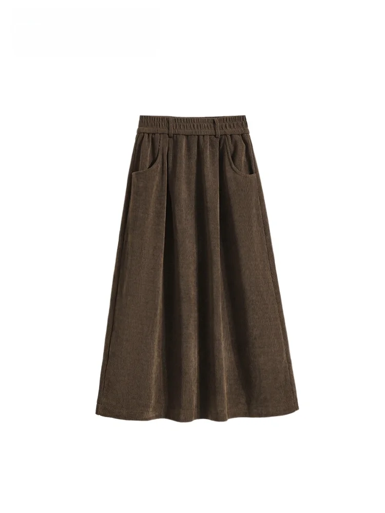 

Юбка с высокой талией на флисовой подкладке для полных женщин, облегающая, скрывающая недостатки фигуры, повседневная, осенняя, из полиэстера