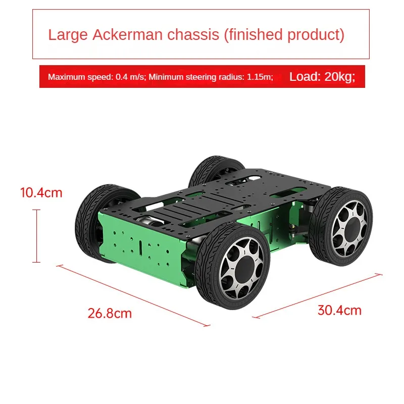 Ackerman-Chasis de coche Robot con codificador, Motor de rueda delantera, Servo de dirección, chasis de Metal grande, tanque RC programable, 10KG de