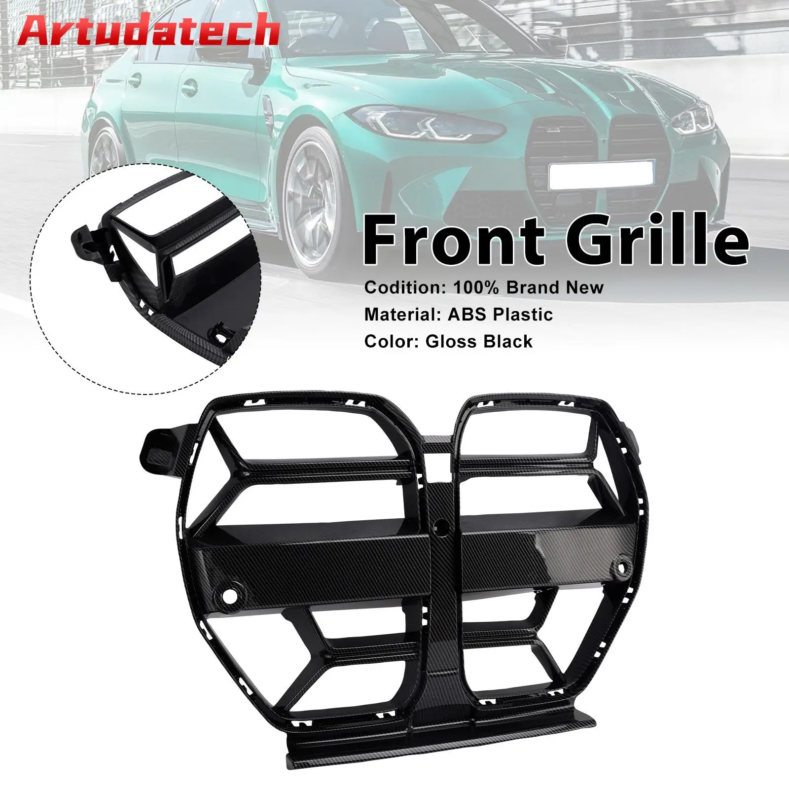 

Artudatech CSL Style Front Bumper Grill Grille Fit for BMW M3 G80 M4 G82 2021 2022 2023 2024 2025 2026 Gloss Black
