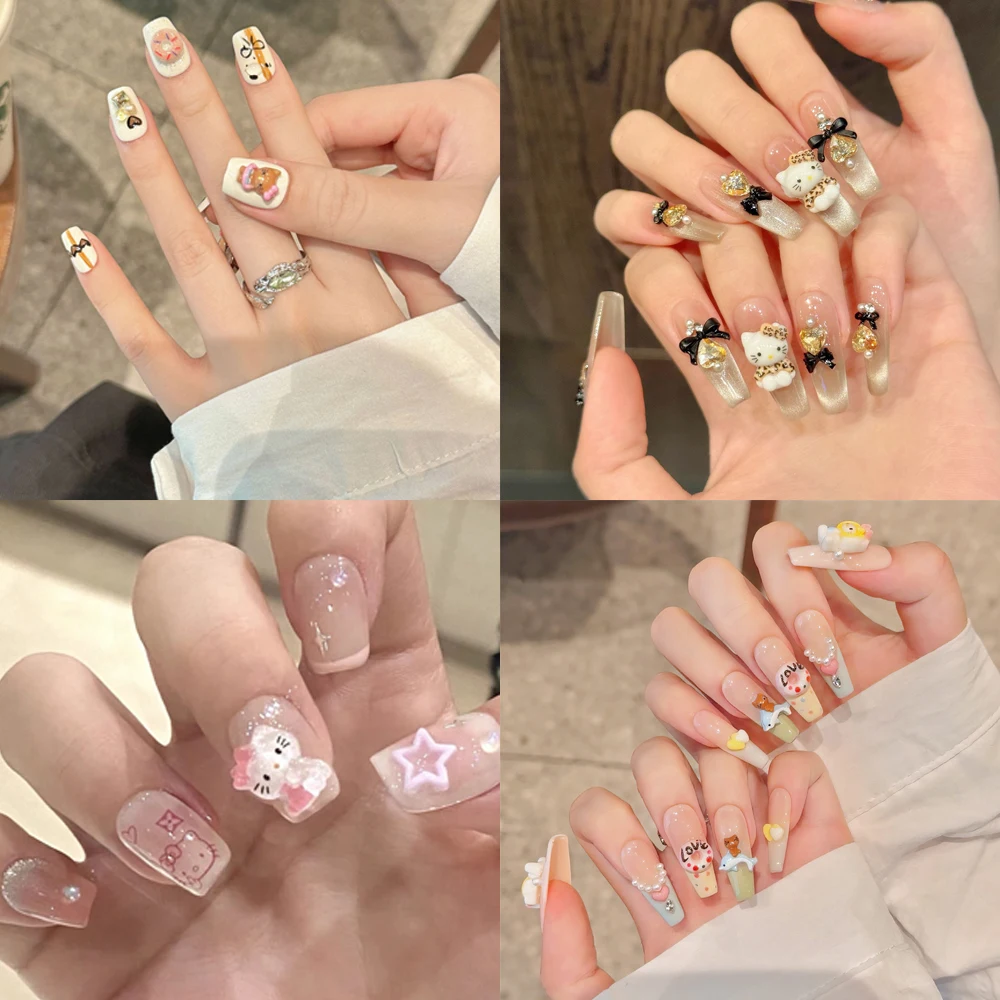 

Креативный дизайн ногтей «Hello Kitty» с утиным ртом, индивидуальные студенческие изысканные украшения для ногтей, аниме, мультяшная фигурка, маникюр, подарок на день рождения