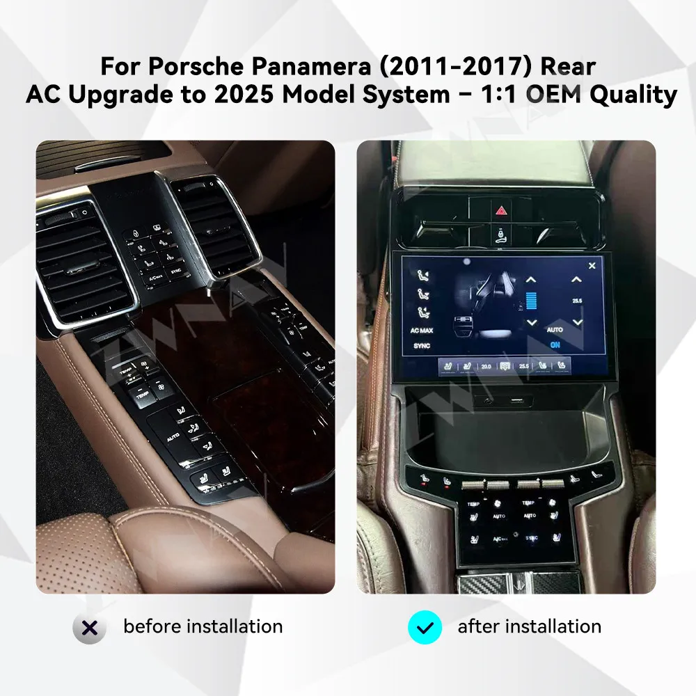 For Porsche Panamera 2011-2017 Rear AC Upgrade to 2025 Model System 1:1 OEM Quality  Air Conditioning Screen Easy installation