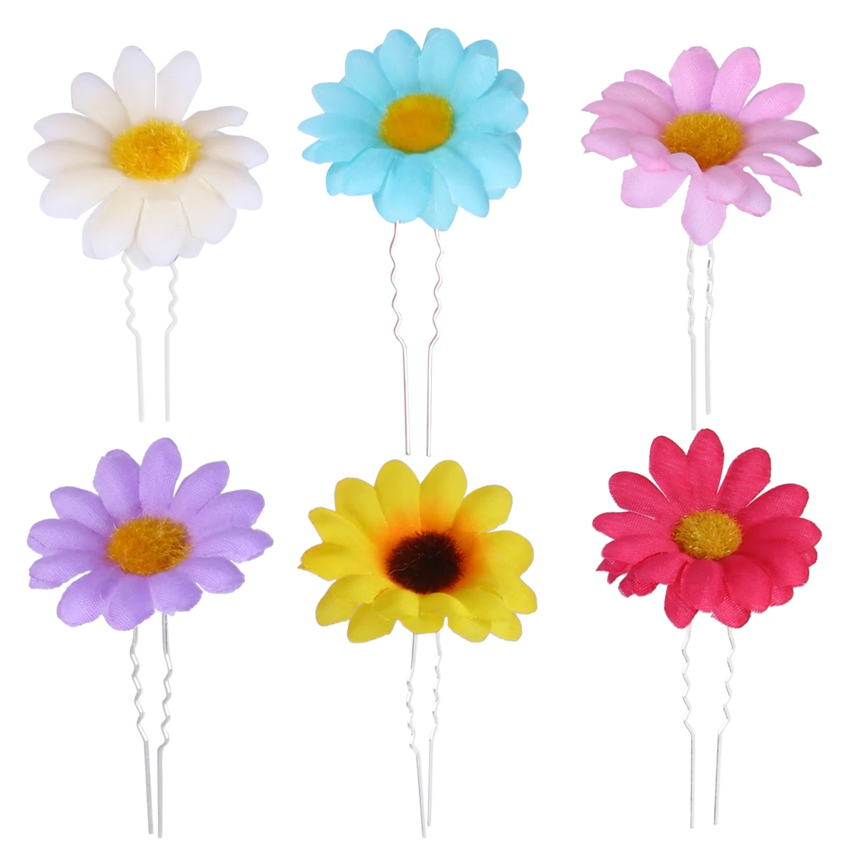 

6pcs Simulation Rose Hairpins U Shape Stick Updo Hair Chopsticks Wedding Party Hair Decoration Diy Hairstyle Accessories White