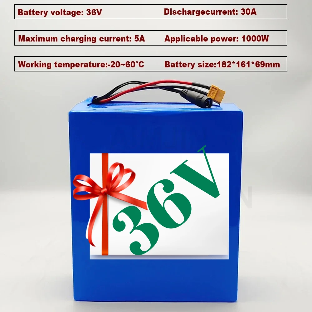 

suitable for various energy storage backup 36V 30000mAh 10S8P 18650 lithium battery pack, 1000W built-in BMS