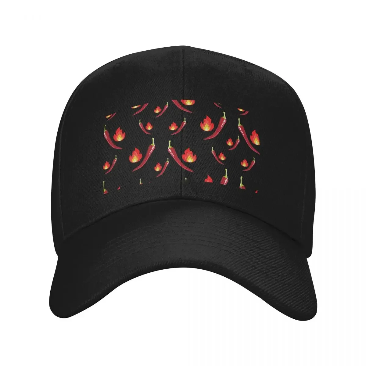 

Red Chili Pepper Pattern, Hot red chili with burning fire Baseball Cap |-F-| Winter hat Trucker Cap Man Women's