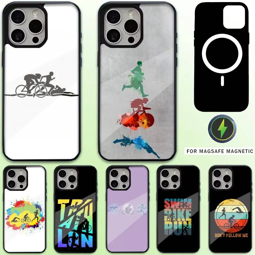 

Triathlon swim bike run Phone Case For iPhone17,16,15,14,13,12,11 Plus,Pro Max Magnetic For Magsafe Wireless Charging