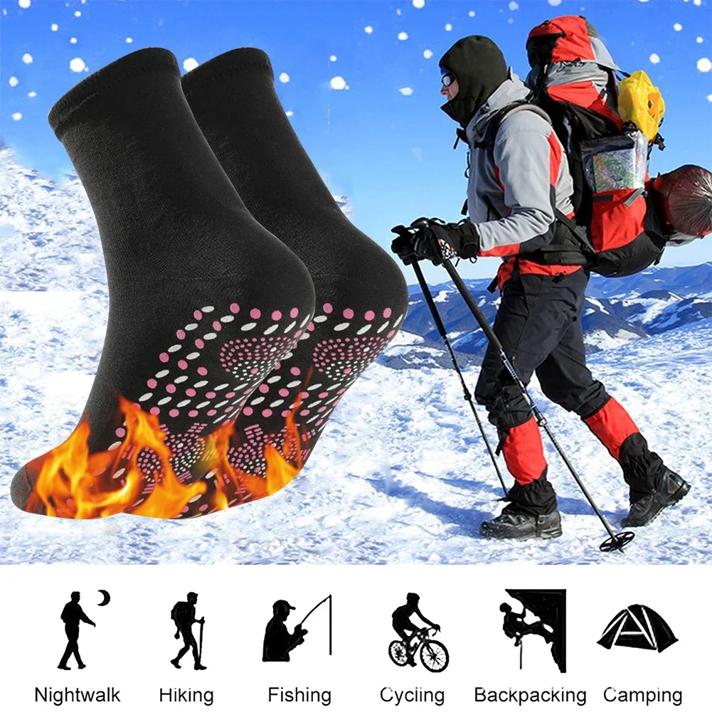 2-10PCS Unisex Winter Warm Self-Heating Health Socks Pain Relief Outdoor Anti-Cold Therapy Magnetic Thermal Stockings Men Women