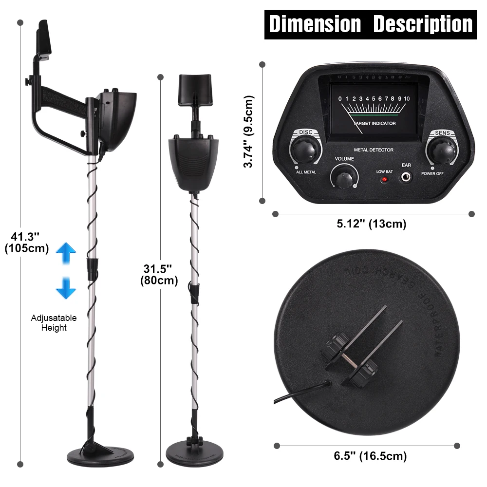 MD-4030 Metal Detector Easy Installation High Sensitivity Accuracy Metal Detecting Tool Treasure Underground Length Adjustable