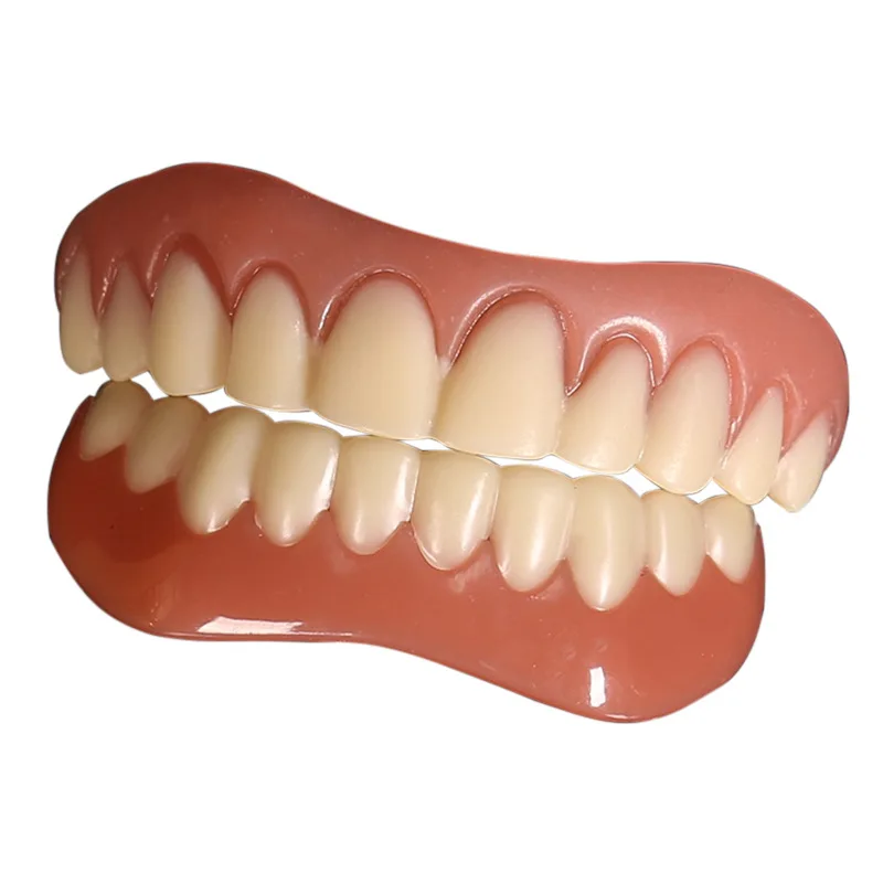 Smile Teeth Fake Braces Lower and Upper Fake Teeth Veneer Silica Gel False Teeth Removable Denture Oral Care Dentistry Veneer