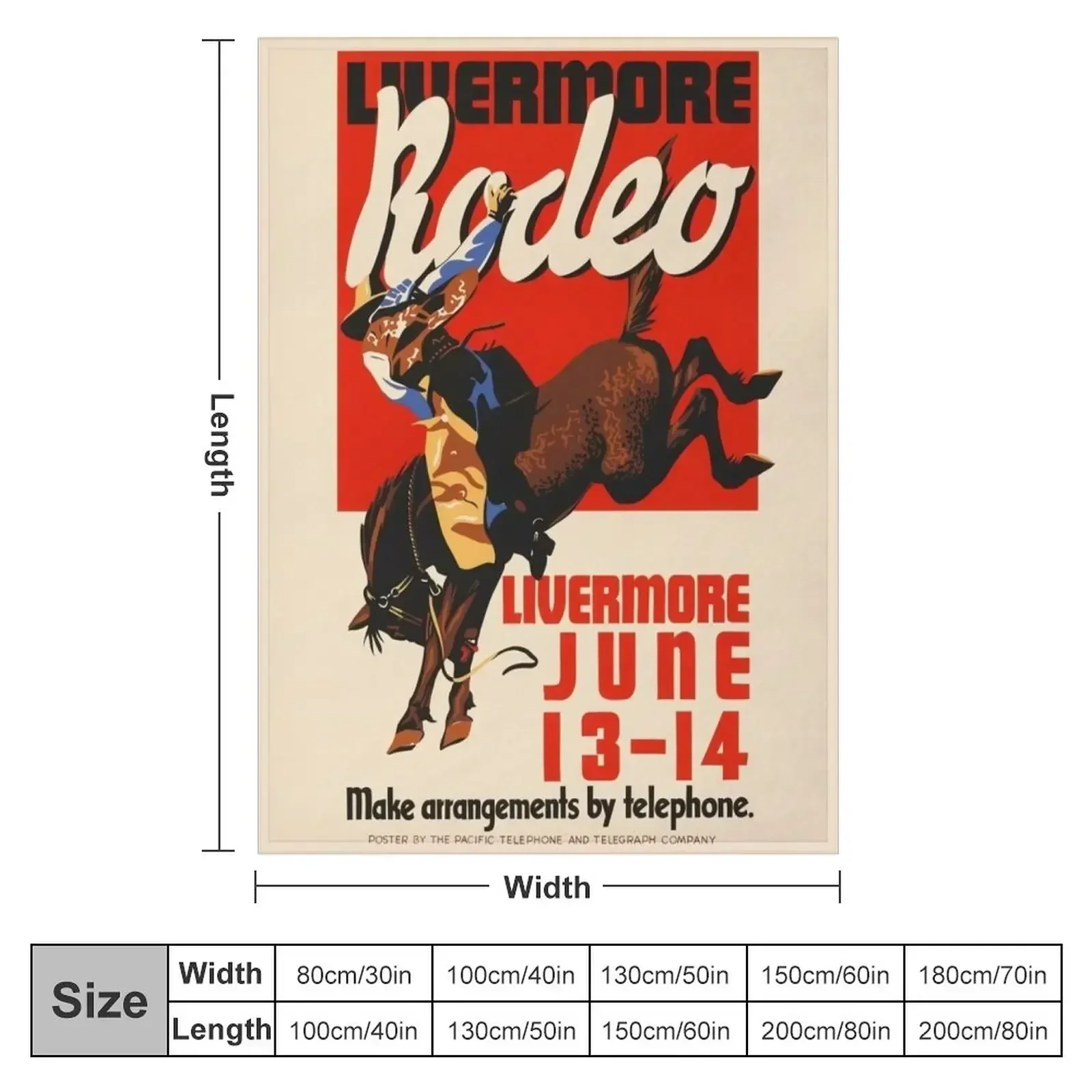 Livermore Rodeo USA Vintage Poster 1933 Throw Blanket Decoratives Large Soft Big Extra Large Throw Blankets