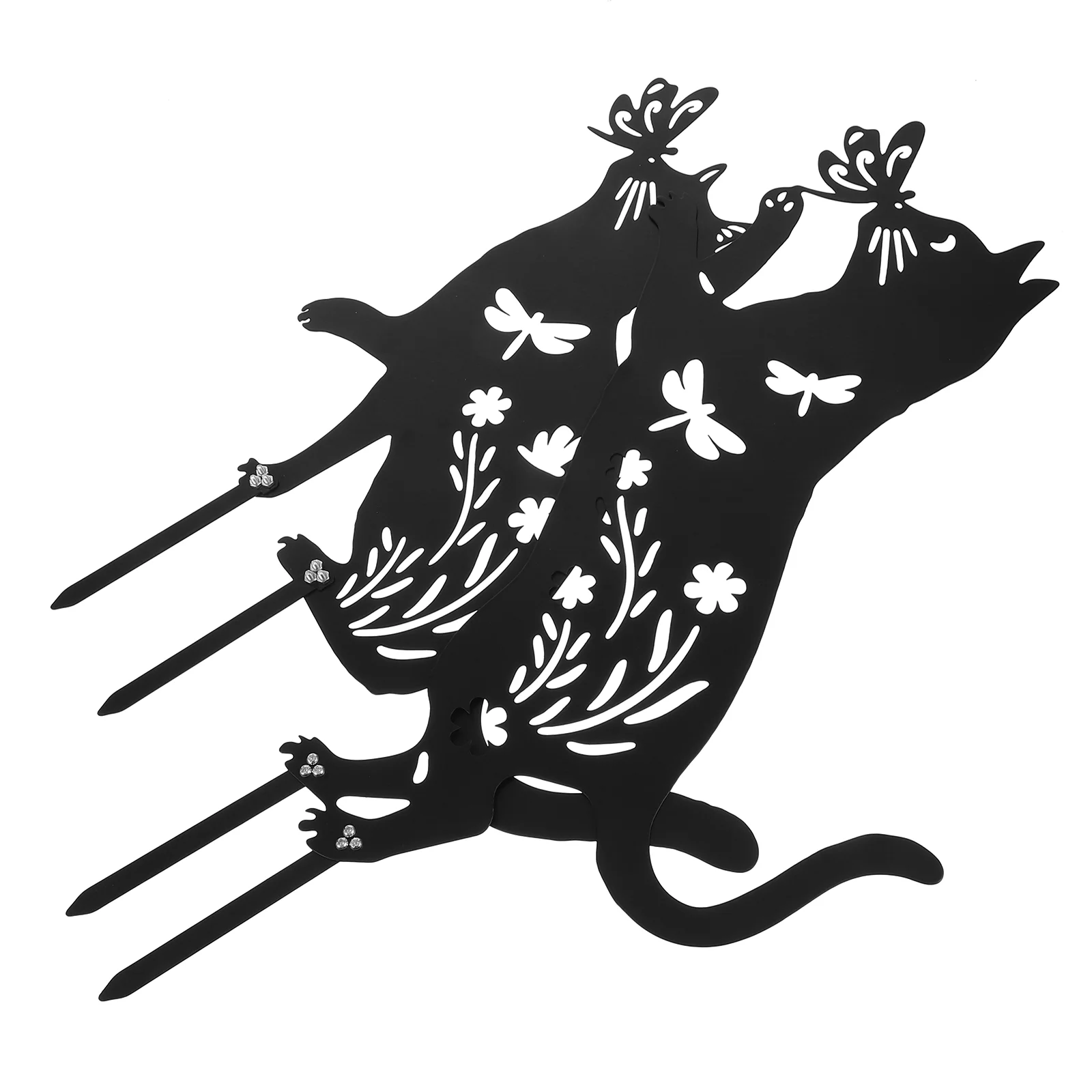 

2 Pcs Garden Decorative Ground Inserts Fall outside Yard Decorations Animal Stakes Lawn Ornament Iron Metal Outdoor