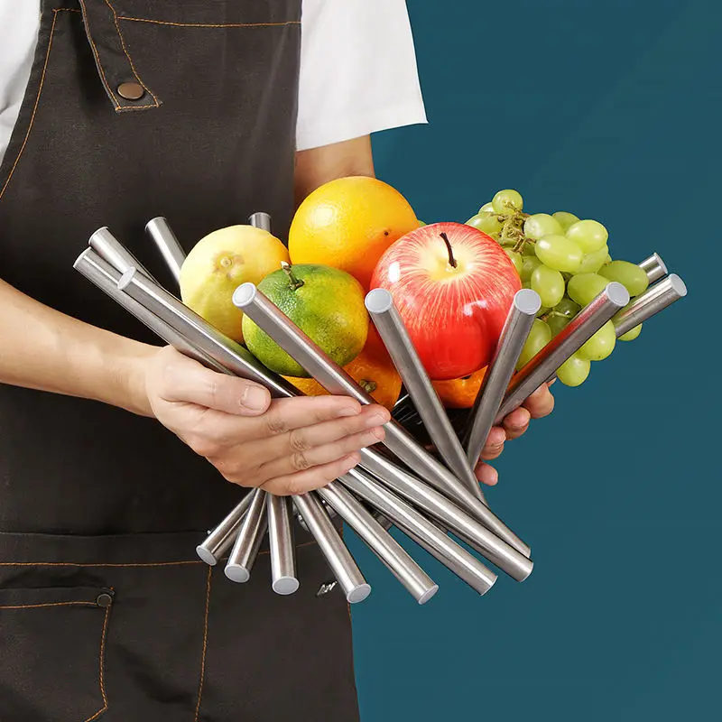 

Stainless Steel Fruit Plate Luxury Irregularity Fruit Holder Household Fruit Basket Creative Snack Basin European Table Decor