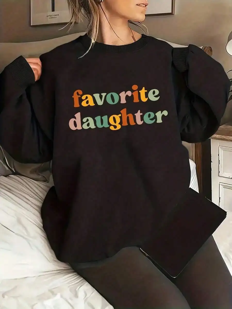 

Женская толстовка свободного кроя с круглым вырезом и красочным буквенным принтом, мягкий повседневный пуловер для весны и осени