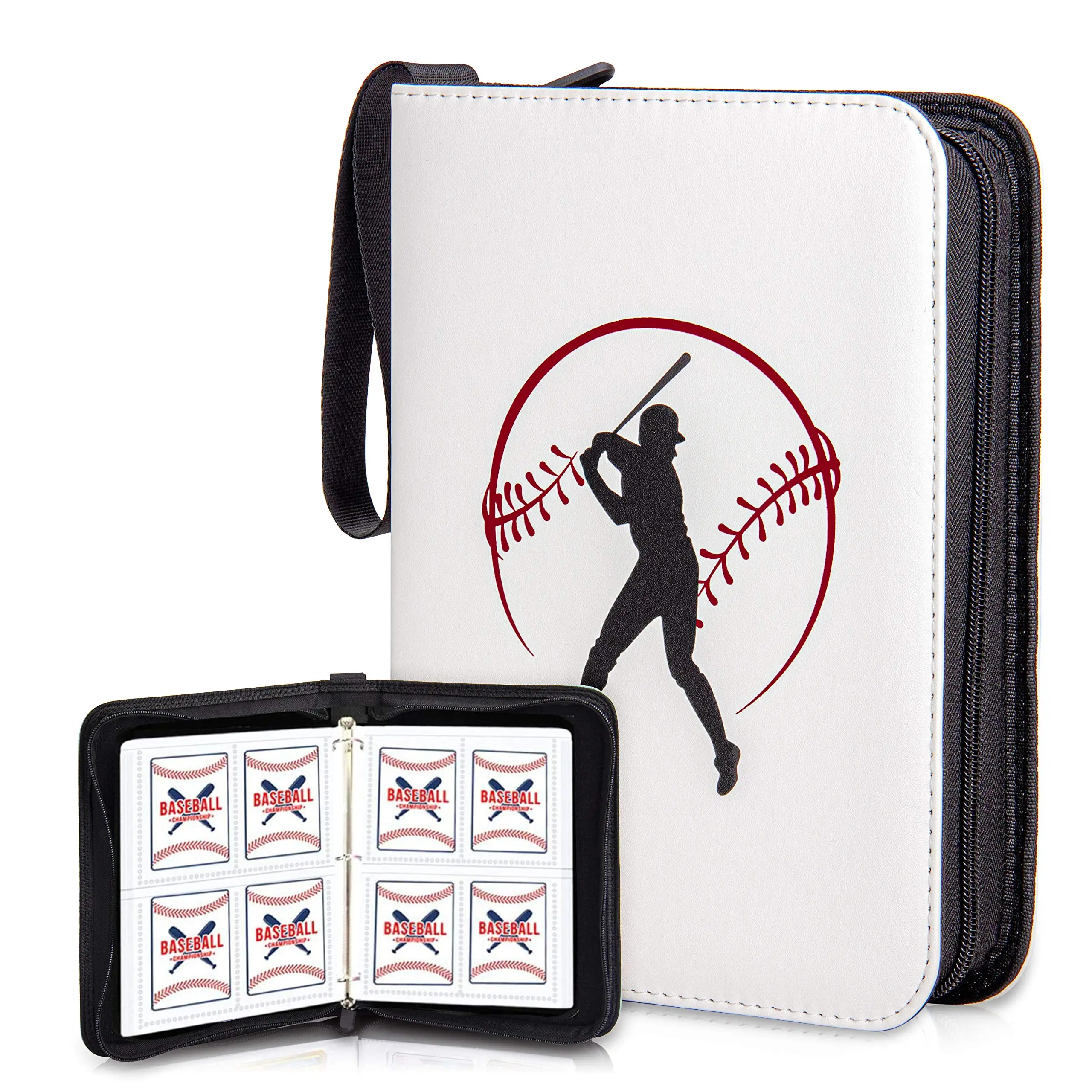 

Baseball White Card Binder 4 Pocket Card Binder, 400 Double Sided Pocket Album Sport Game Cards, Unique Card Collection Storage