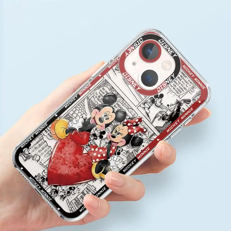 phone case For iPhone 14 13 12 Mini 11 Pro Max 15 8 X XR XS MSX 6 6S 7 SE 15Plus Clear fundas cover Disney Mickey Mouse Animaton