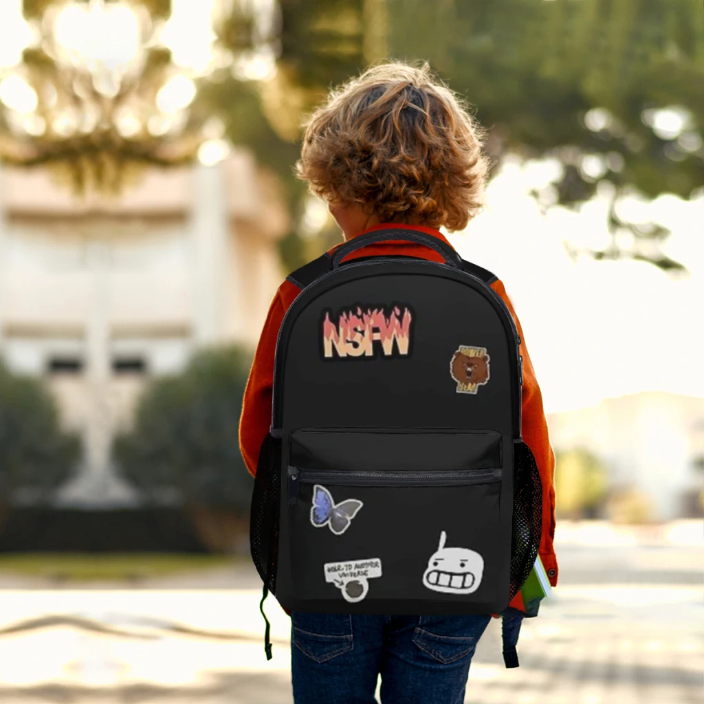 Sean Diaz Mochila escolar para meninas Mochila de estudante de grande capacidade Mochila de estudante do ensino médio de desenho animado 17 polegadas