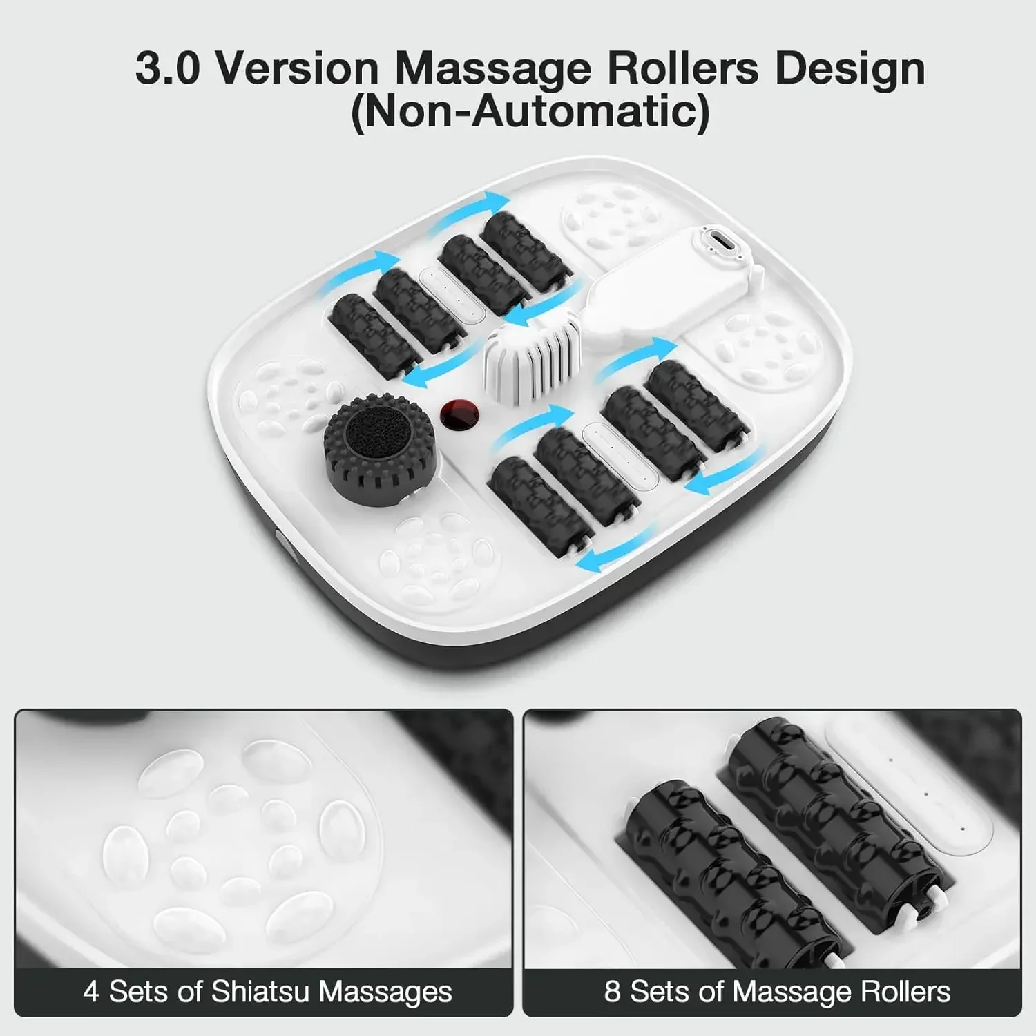 Bubble, Red Light, and Temperature Control, Foot Bath Massager with 8 Shiatsu Massage