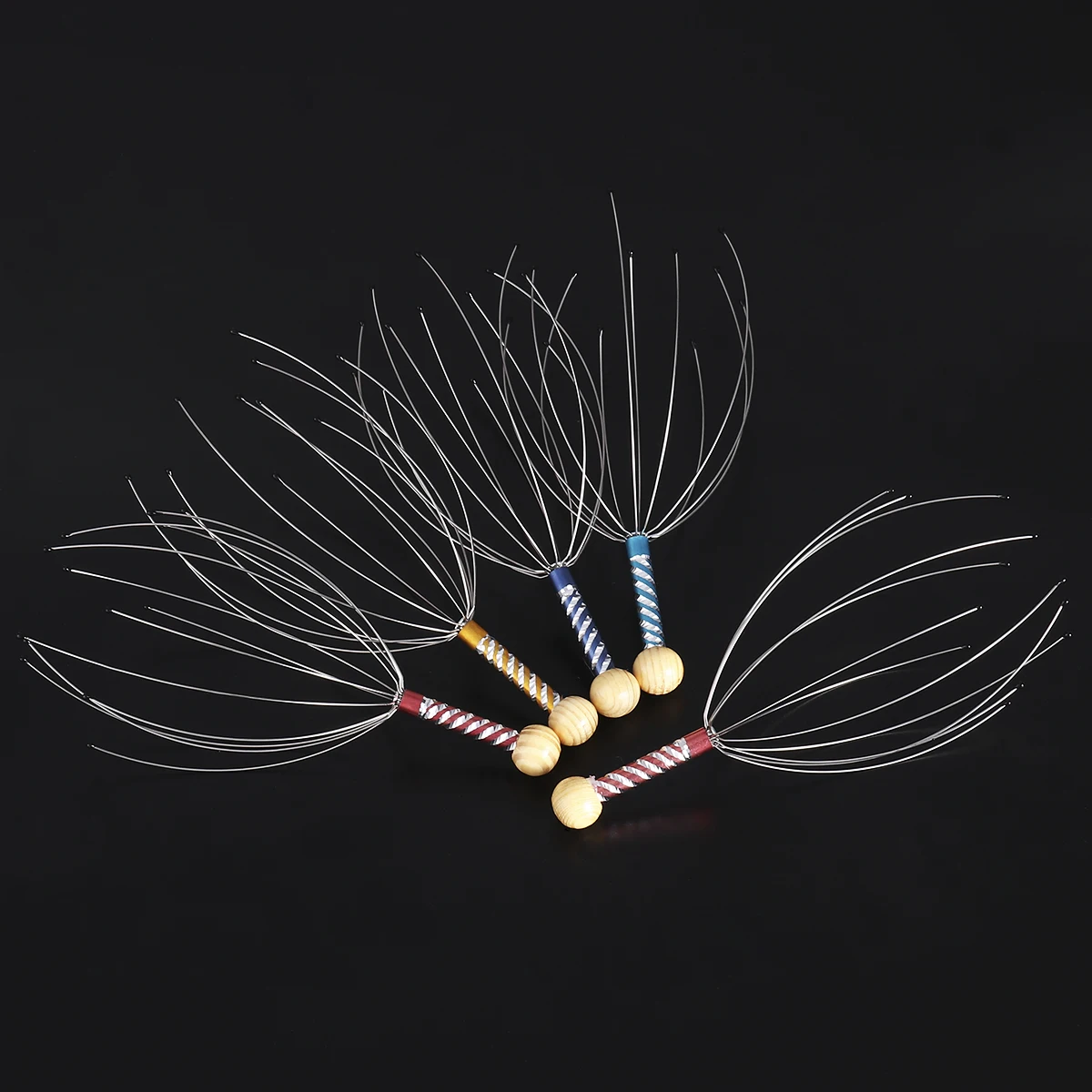 

5pcs Scalp Massager Lightweight Steel Core Wood Handle Full Body Relaxation Trigger Point Therapy Tool For Neck Shoulder Foot