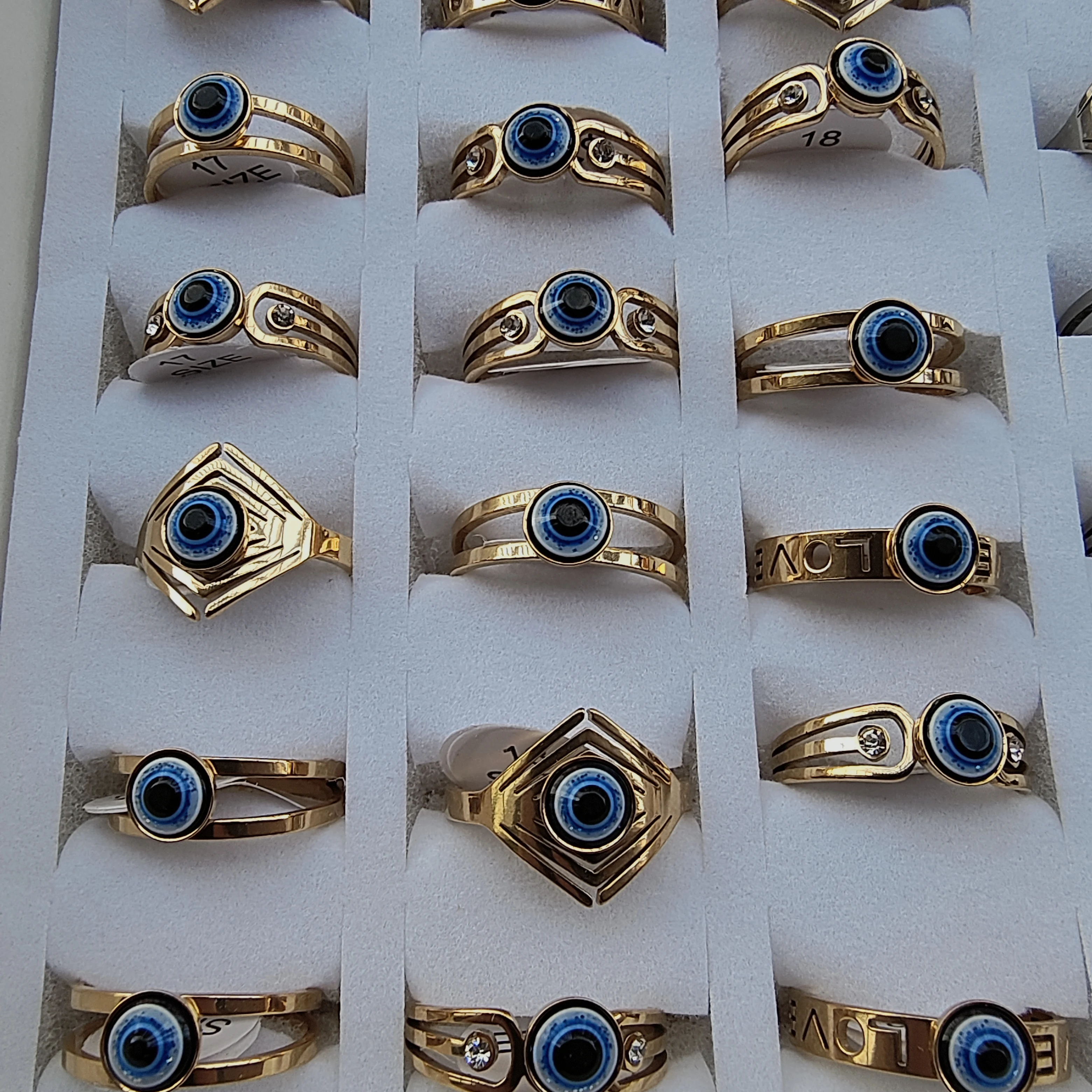 20pcs Wholesale Vintage Stainless Steel  Blue Evil Eye Ring For senior Women Men Party Jewelry Fashion Mens Rings Dropshipping