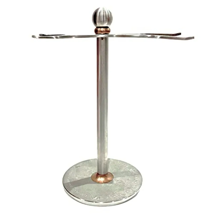 

Luxury Razor and Brush Stand, The Admiral by, Ancient Viking Look with Heavy Distressed Stainless Steel and Brass, Extra Wide O