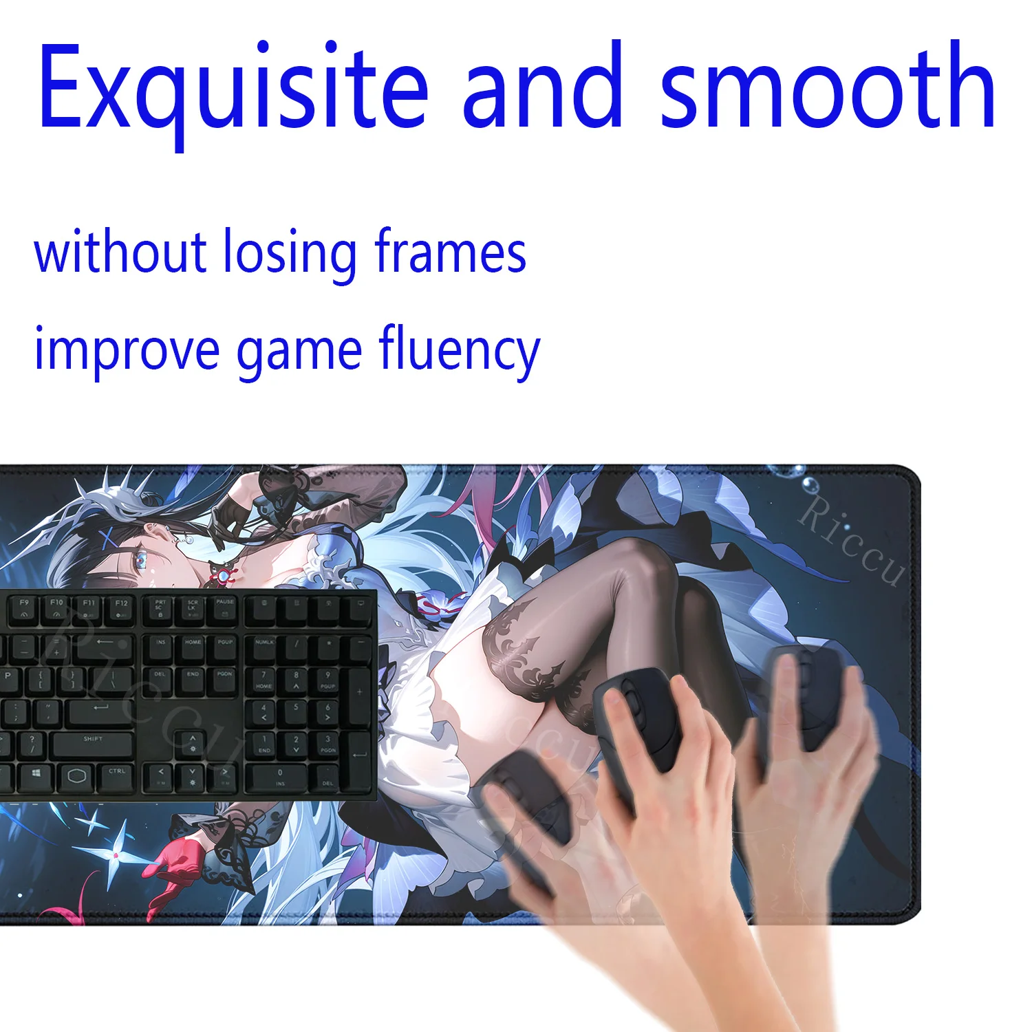 HD Kawaii Hysilens MousePad Honkai Star Rai Hentai Mouse Pad Besar Gaming Laptop PC Periferal Komputer Lucu Anime Keyboard Mat