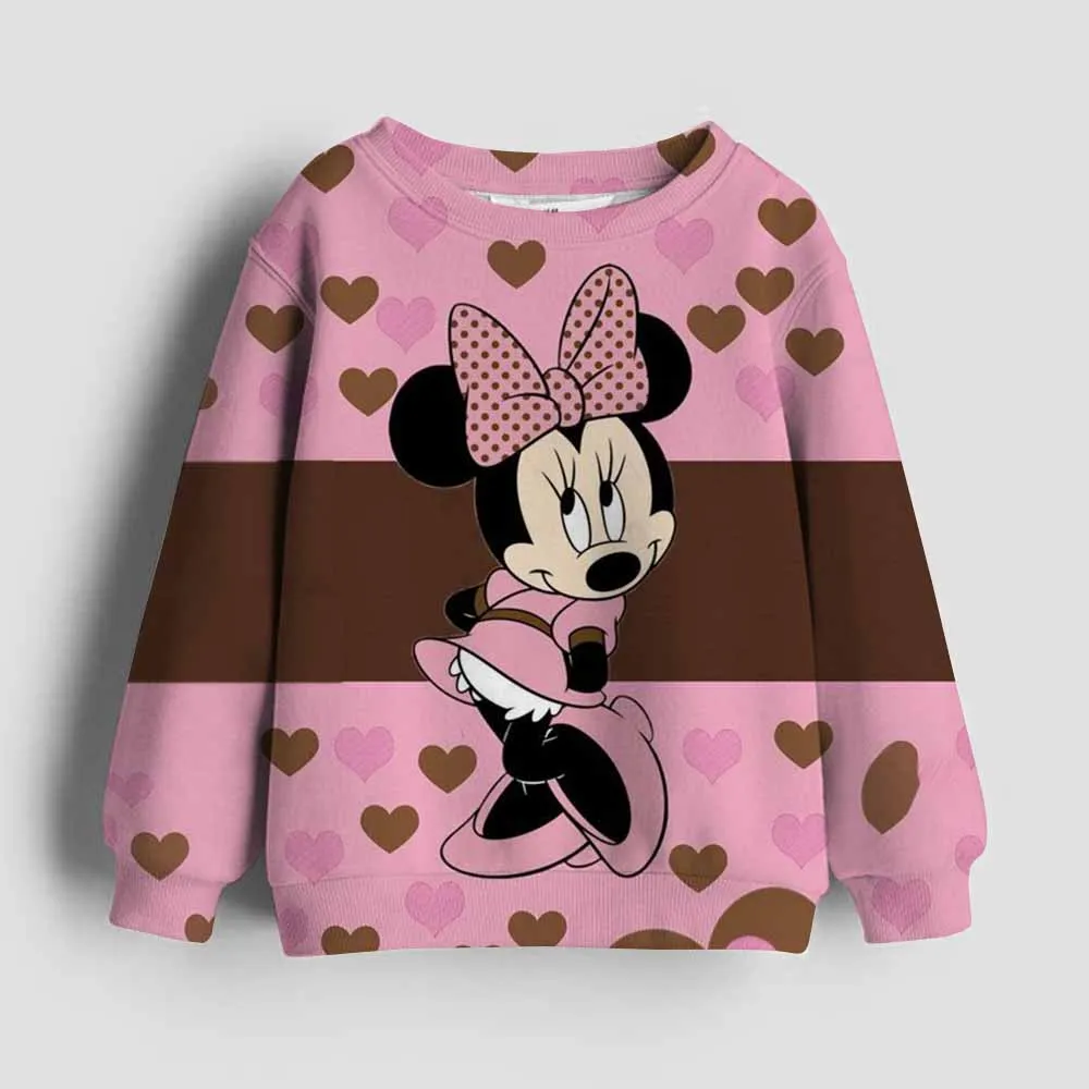 

Girls' Cartoon Fashion Clothing, Mickey Minnie Full Print Top, Children's Autumn Clothing, Casual Fashion Sportswear