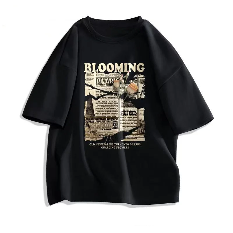 قصيرة الأكمام الرجال الصيف 2026 نمط جديد الاتجاه شخصية فضفاضة المتضخم الأمريكية تي شيرت ريترو Ins ملابس للرجال