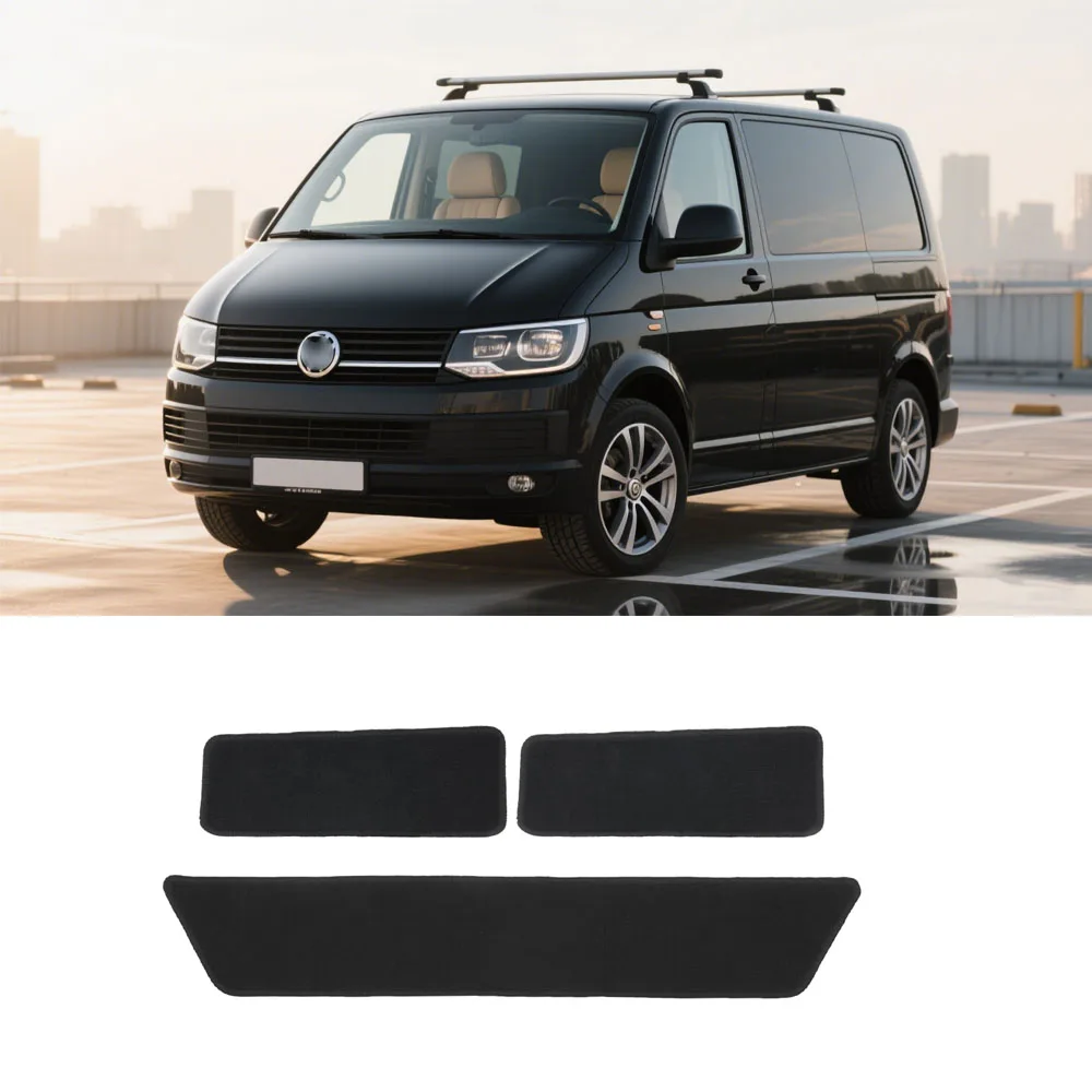 Image of Komplett maßgeschneidertes Trittmatten-Set für VW Transporter T5 T6, schwarzer Teppich für Schiebetüren, Fahrer und Beifahrerteppiche, Autozubehör