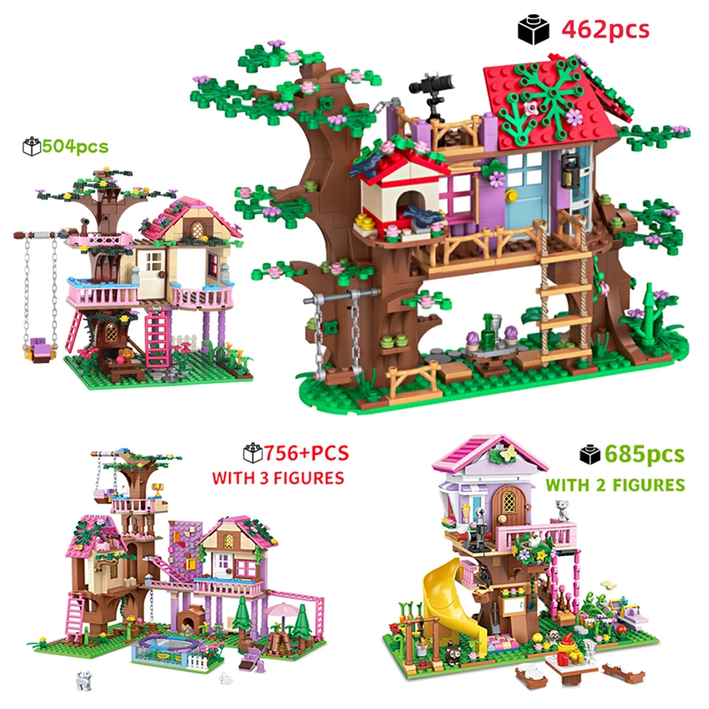 Bloques de construcción creativos MOC DIY, modelo de arquitectura de Villa de animales del bosque 3D, vista de calle, decoración del hogar, regalo perfecto para vacaciones