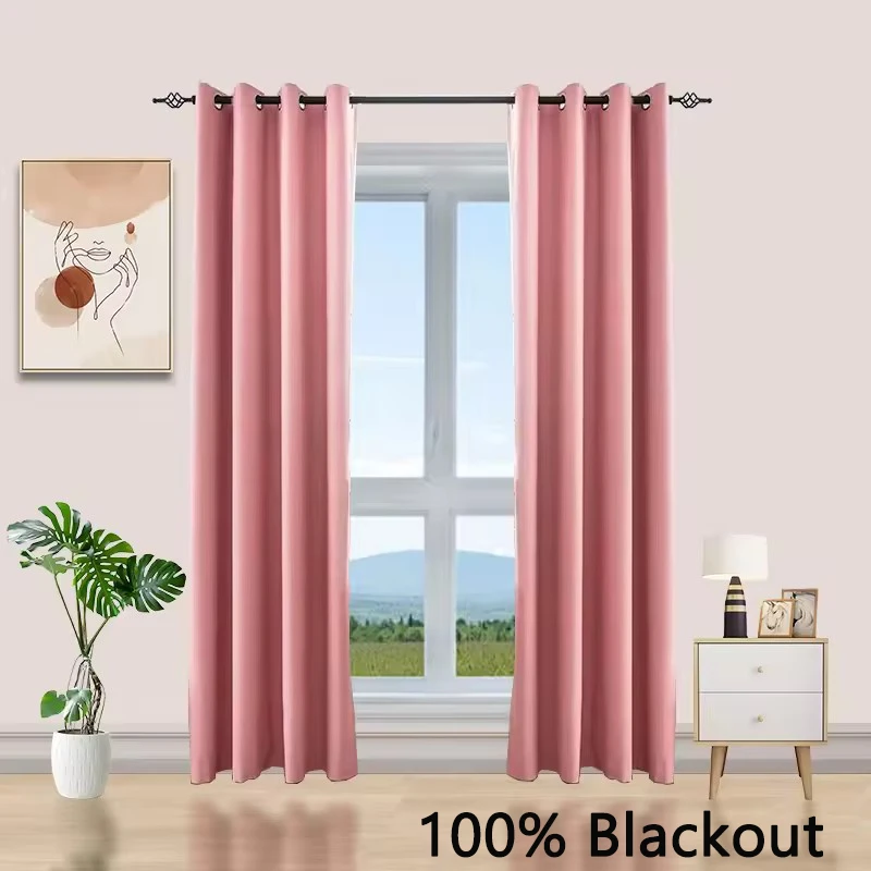 1Panel 100% Blackout Curtains Thicken Window Shading Curtain for Living Room Bedroom Solid Color Total Privacy Drapes Home Decor