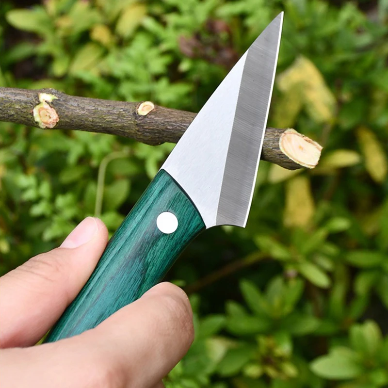 Stainless Steel Grafting Knife With Sheath Gardening Professional Wooden Handle Grafting Tools Multifunctional Bonsai Knife