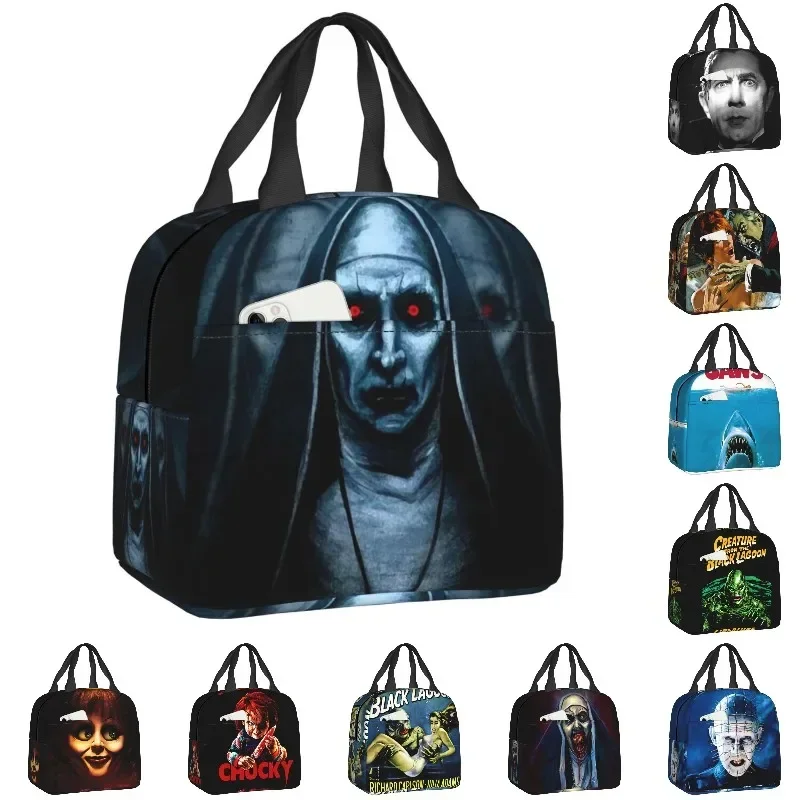 The Nun Valak Lunch Box Halloween Horror Movie Thermal Cooler Food Insulated Lunch Bag for Women School Children Picnic Tote