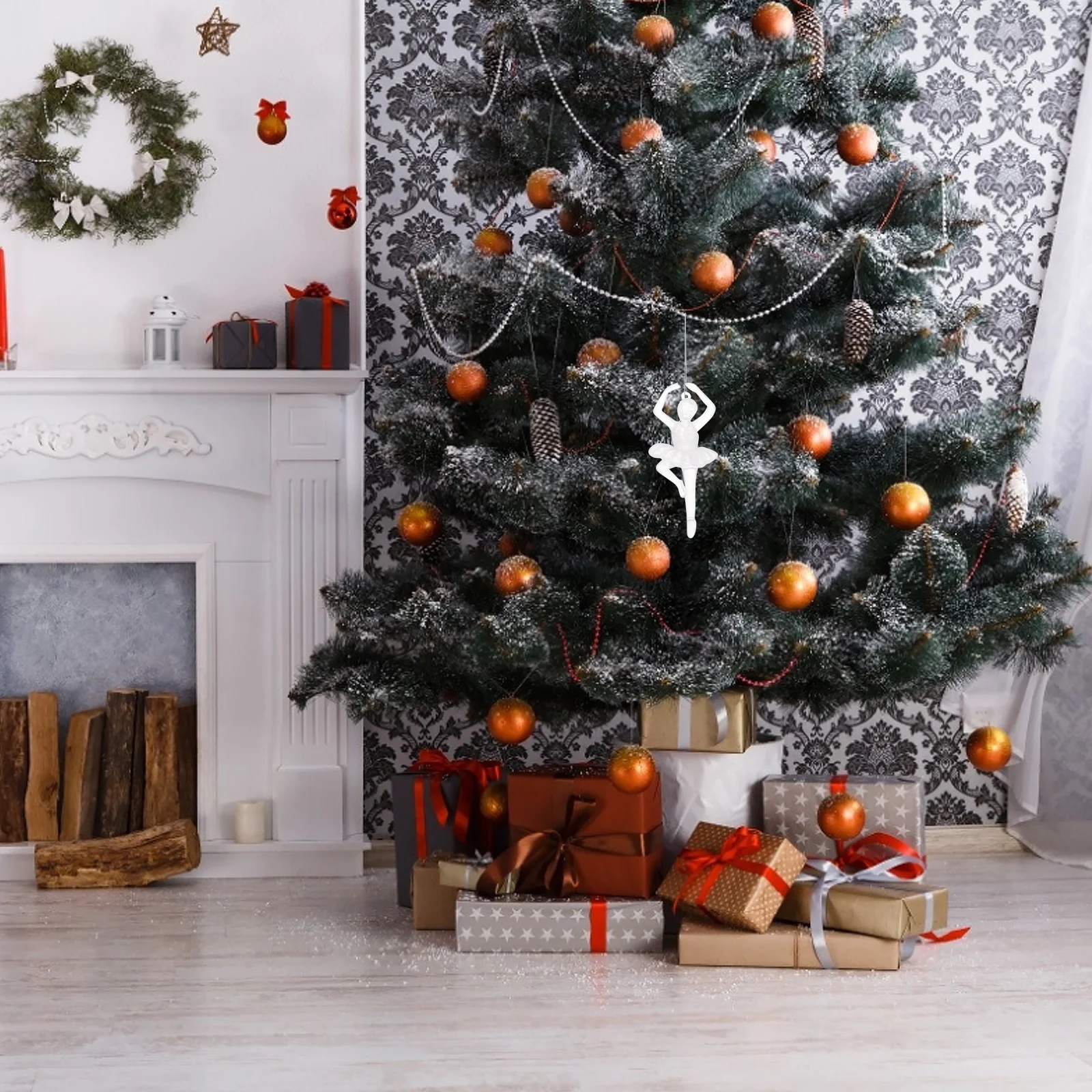 

2Pcs Ballerina Hanging Ornaments Acrylic Glitter Christmas Tree Pendants Decorative Clear Skirt Adorns Cartoon Decors