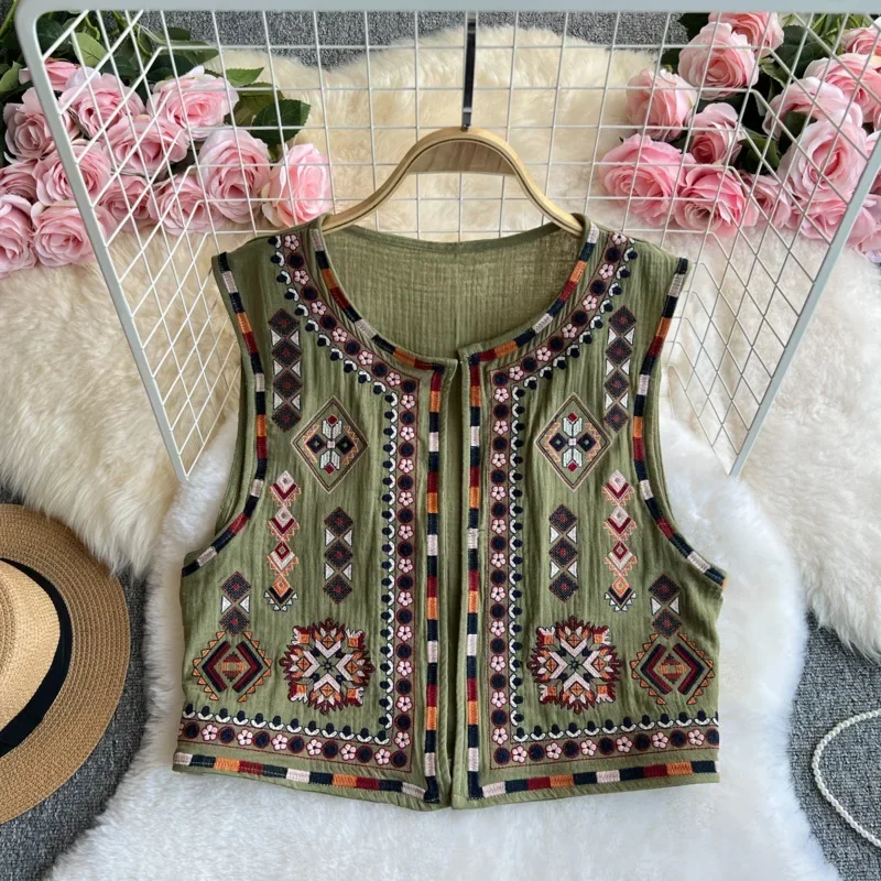 2025 Nieuwe Vintage Boheemse Stijl Dames Zomer Zwaar Borduren Loose Fit Top Verstandig Luxe Gedifferentieerd Elegant Trendy Vest