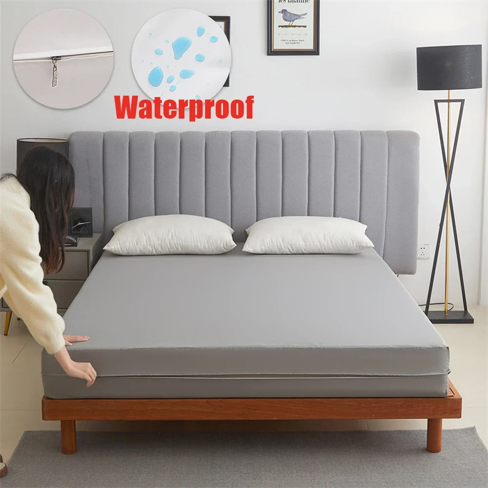 

Soft Waterproof Elastic Fitted Sheet Solid Color Bedding Mattress Cover Anti-mite Mattress Protector Fitted Machine Washable 침대보