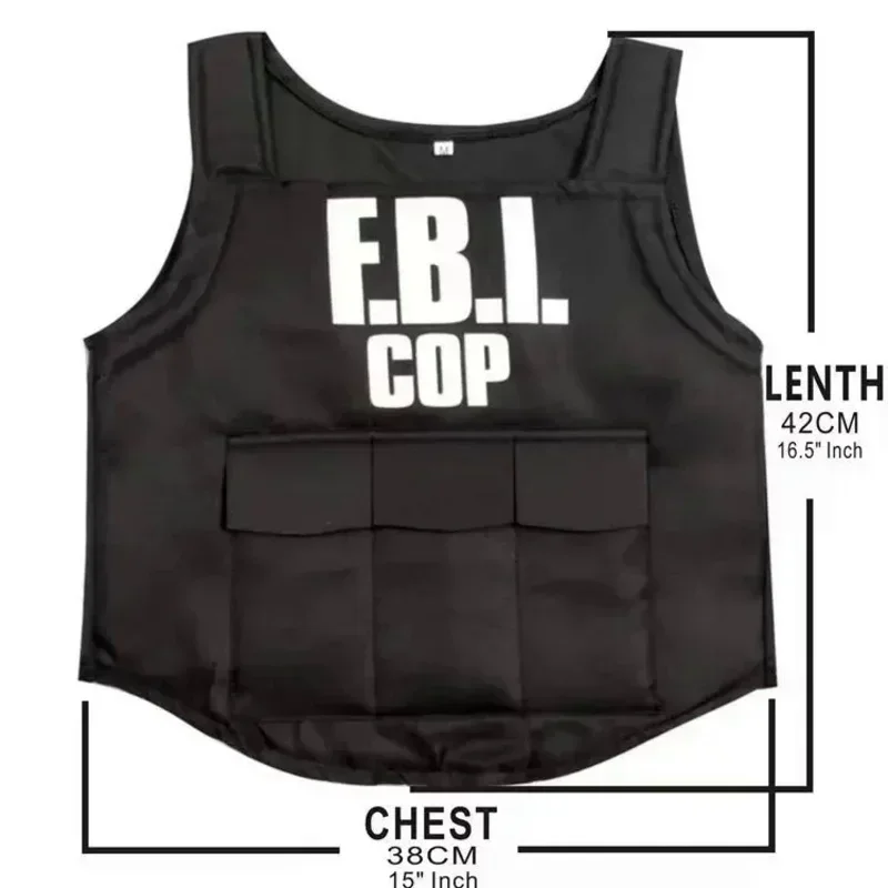 Kinderen Fbi Swat Pakken Cosplay Kleding Mini Kogelvrij Vest Helm Swat Pak Set Halloween Party Dress Up Verjaardagscadeau