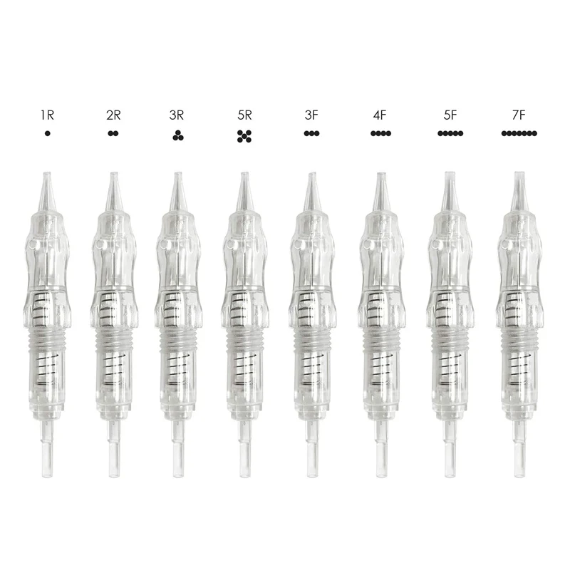 50PCS Screw Tattoo Needles Eyebrow Shading Microblading Cartridge Needle For P300 PMU Rotary Tattoo Machine Needles 1R 3R 5R