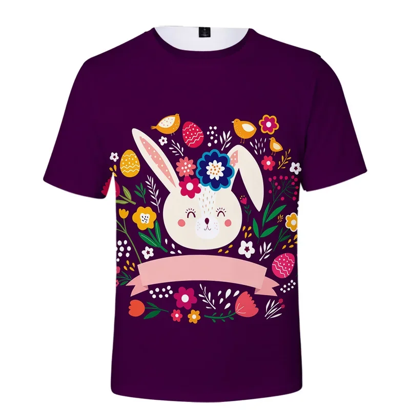 Camiseta del día de Pascua para hombre y mujer, camisa con cuello redondo en 3D, estilo Harajuku, ropa de calle de manga corta, moda Hip Hop, 2021