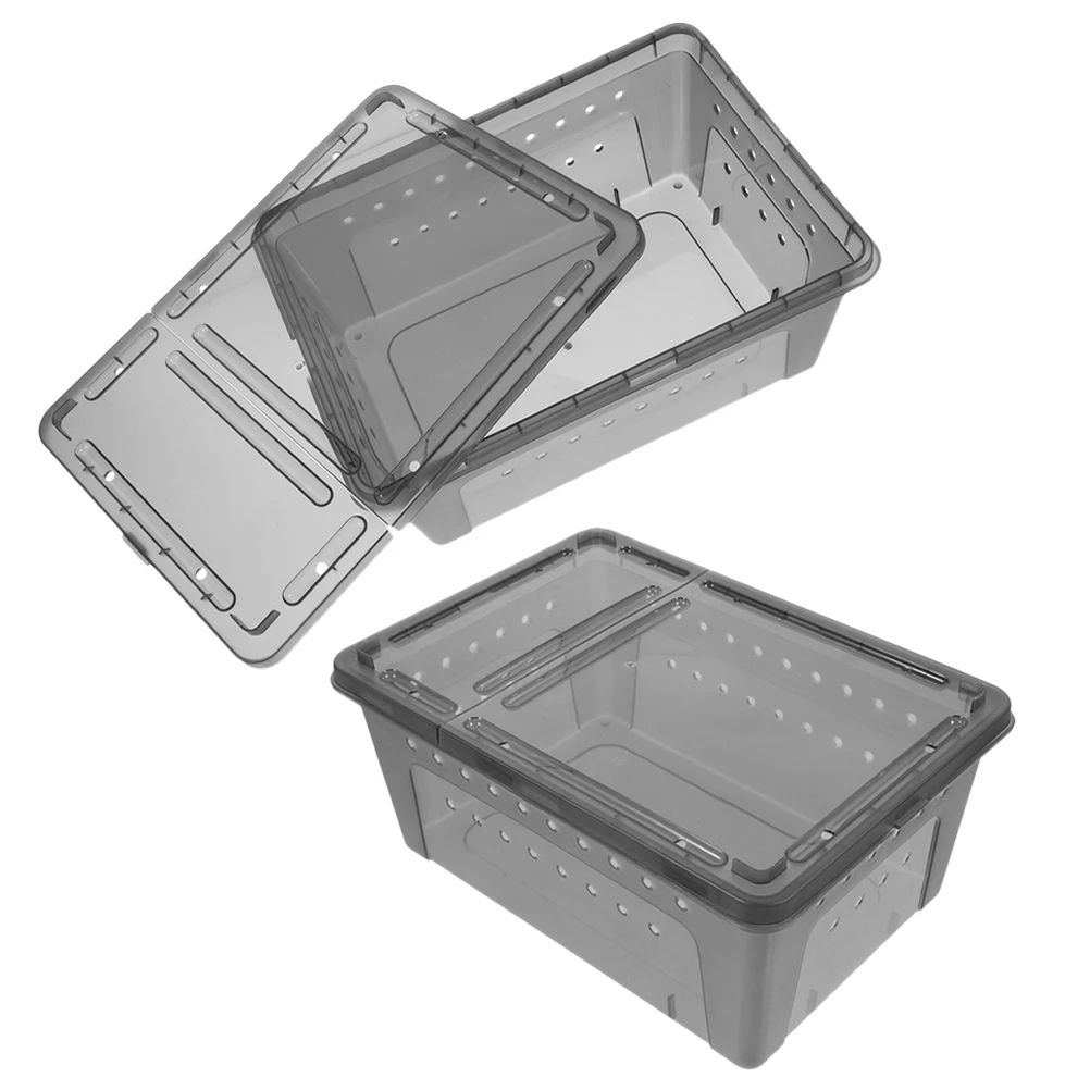 

2pcs Spider Terrarium Reptile Feeding Boxes Durable Breathable Lizard Habitat Gecko Tank Boxes Small Pets Container
