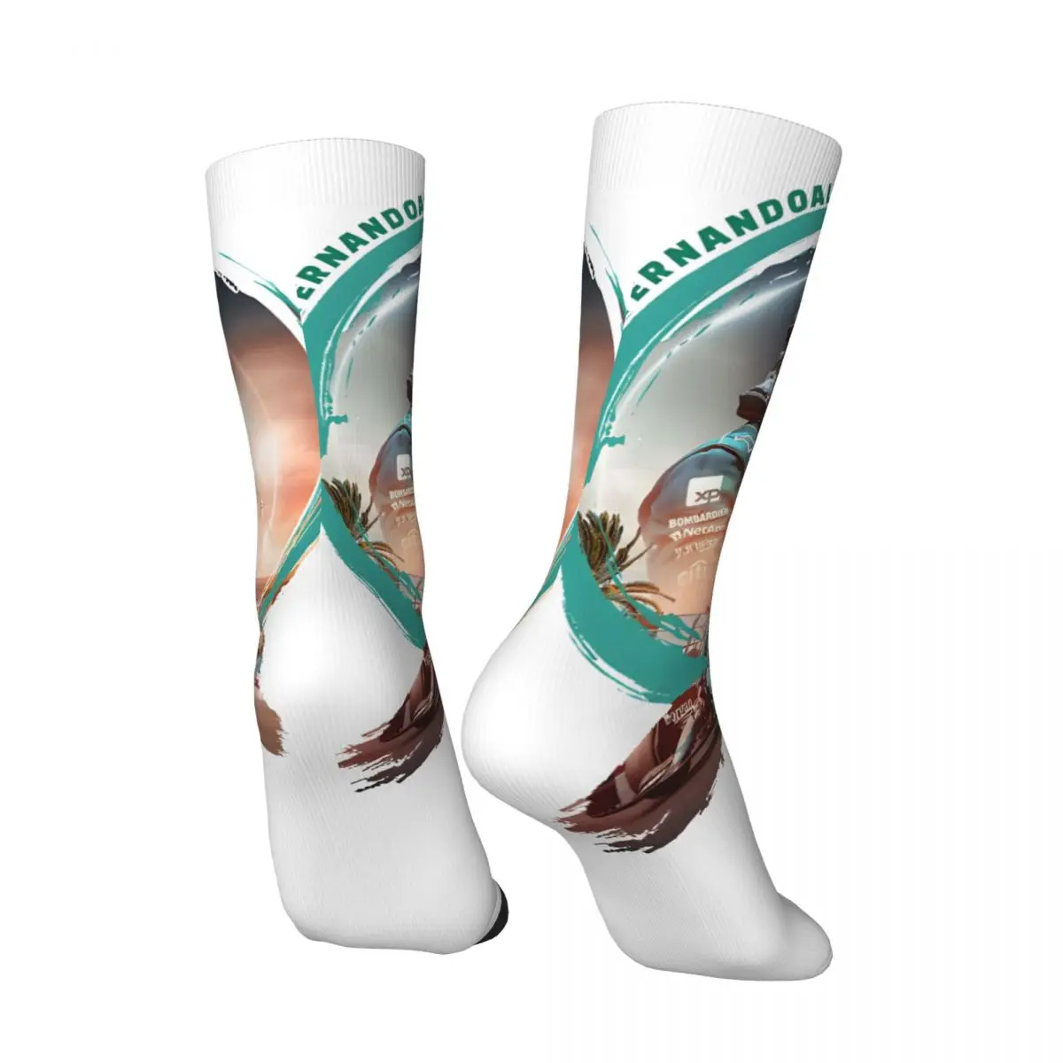 Retro F1 Fernando Alonso Men's compression Socks Unisex Fernando Alonso Harajuku Pattern Printed Novelty Crew Sock