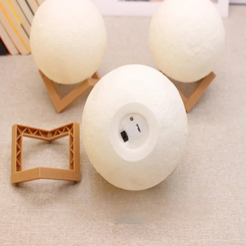 LED ضوء الليل 10 سنتيمتر مصباح القمر بطارية تعمل بالطاقة مع حامل مصباح النجوم ديكور غرفة نوم أضواء ليلية الاطفال هدية زر خلية #6