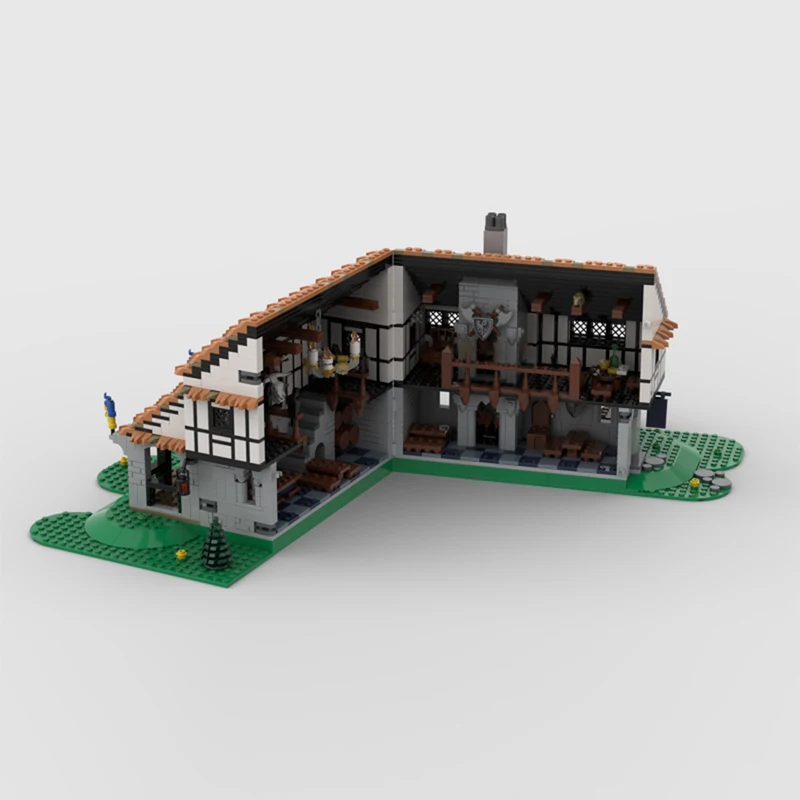 Cidade rua vista modelo moc tijolos de construção falcon ninho taverna tecnologia modular presentes feriado montar crianças brinquedos terno