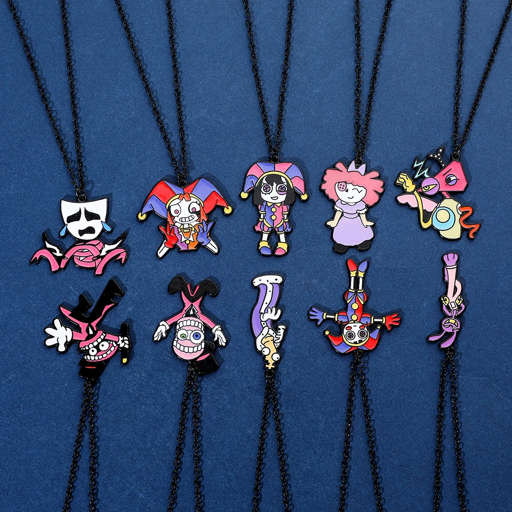 Die Amazing Digital Circus Serie Kawaii Halskette - Anime Cartoon Mode Metall-Emaille-Schmuck-Accessoire für Freunde Spielzeug-Geschenke – Detail 5