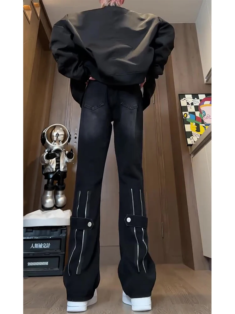 

Foufurieux Spring Jeans Men Y2k Black Fashion Wide Leg Denim Pants Men Casual Streetwear Hip Hop Straight Baggy Jeans Stylish