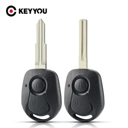 KEYYOU-carcasa de llave de coche para Ssangyong Actyon Kyron Rexton, carcasa de mando a distancia, funda de 2 botones, hoja sin cortar, cubierta de llave de coche inteligente