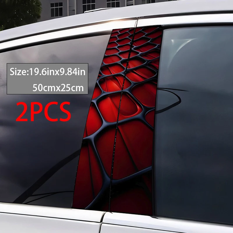 2 sztuki naklejek na słupki B, odblaskowe, czerwone, z fakturą. Folia ochronna, odpowiednia do wszystkich modeli pojazdów