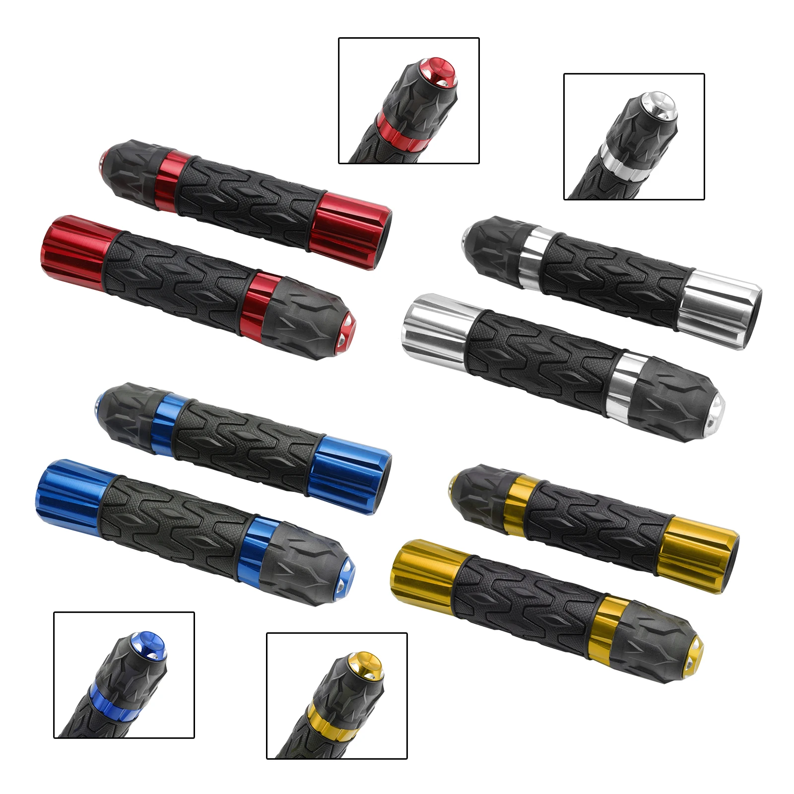 

Topteng Universal 7/8"/22Mm Motorcycle Handle Bar Cnc Grips Red For Motorcycles Scooter Silver