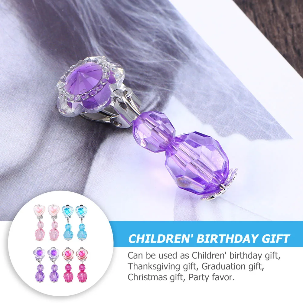 

8Pairs Clip Earrings Cartoon Style Acrylic Ear Decorations Little Jewelry Birthday Christmas Gifts Earring Clip