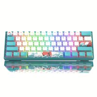 Womier WK61 60% Keyboard Hot-Swappable Blue Sea Keyboard RGB Wire Gaming Mechanical Keyboard Pudding PBT Keycap Red Switch