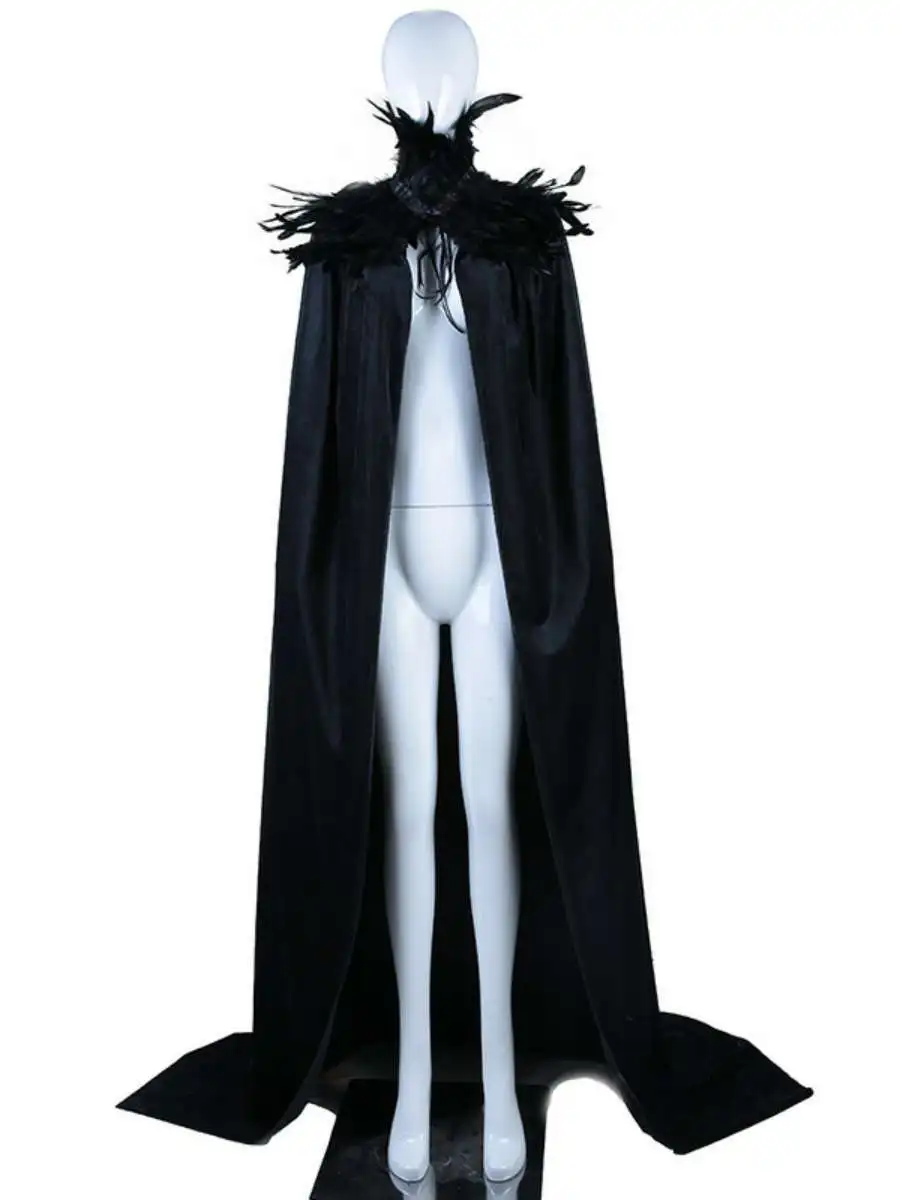 feather-shawl-cowl-neck-halloween-party-fake-collar-scarf-feather-robe-fashionable-accessories-for-women's-clothing